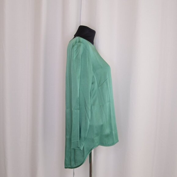NWT Theory Green Satin 'Maudia' Blouse Sz L - Picture 6 of 8